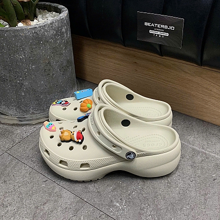 592 - GIÀY SANDAL CLOG NỮ CROCS PLATFORM CLASSIC BONE  - 206750-2Y2