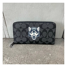 544 - VÍ COACH ACCORDION DÁNG DÀI KHÓA ZIP  WOLF MOTIF - F31520