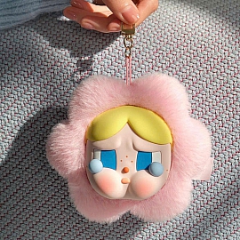 577 - Móc Khóa Túi Đựng Pop Mart Crybaby Sad Club Series-Silicone Plush Earphone Bag Màu Hồng Vàng