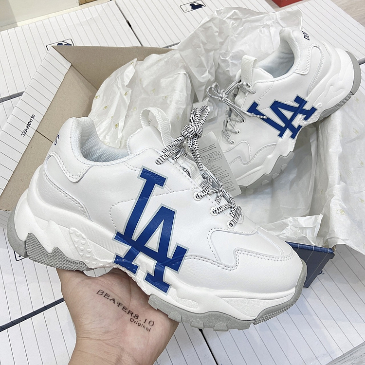 Giày MLB Bigball Chunky LA Leather WhiteBlue  Hàng Chính Hãng Giá Rẻ