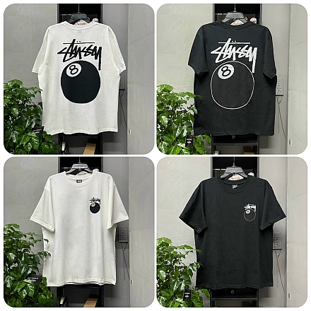 207 - ÁO THUN STUSSY 8 BALL PIG DYED BLACK/WHITE - 1904864