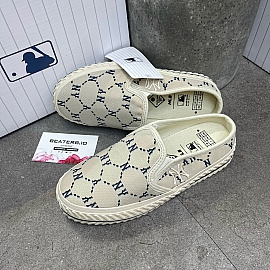 392 - GIÀY MLB MULE DIA MONOGRAM NY 'GREY BEIGE' - 3AMUMDB2N-50BGS