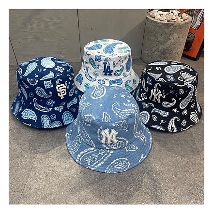 314 - Nón MLB Bucket Paisley 3aht01633 (Black/ White/ Blue/ Denim)